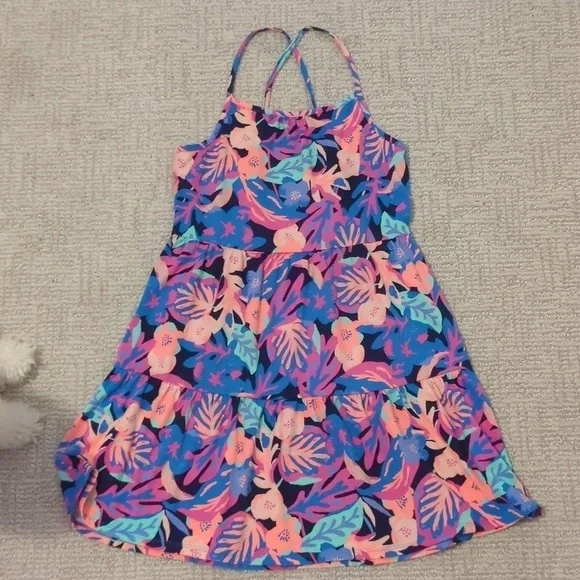 Cat & Jack tropical cross back dress girls size large 10/12 - Picture 5 of 6